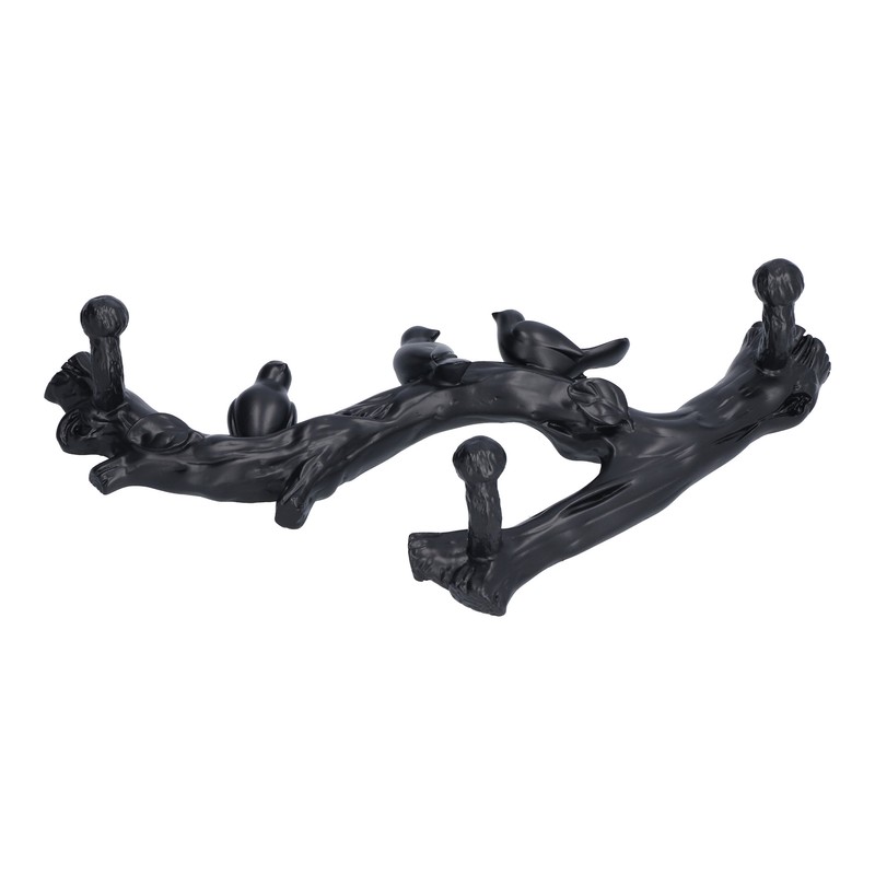 Decorative Hook Black Bird Branch Shape Three Dimensional Wall Mounted