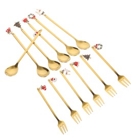 Cabilock 5 Juegos juego de cubiertos de navidad vajillas navideñas Set de cubiertos portátil cucharas de comedor tenedor de postre tenedores y...     