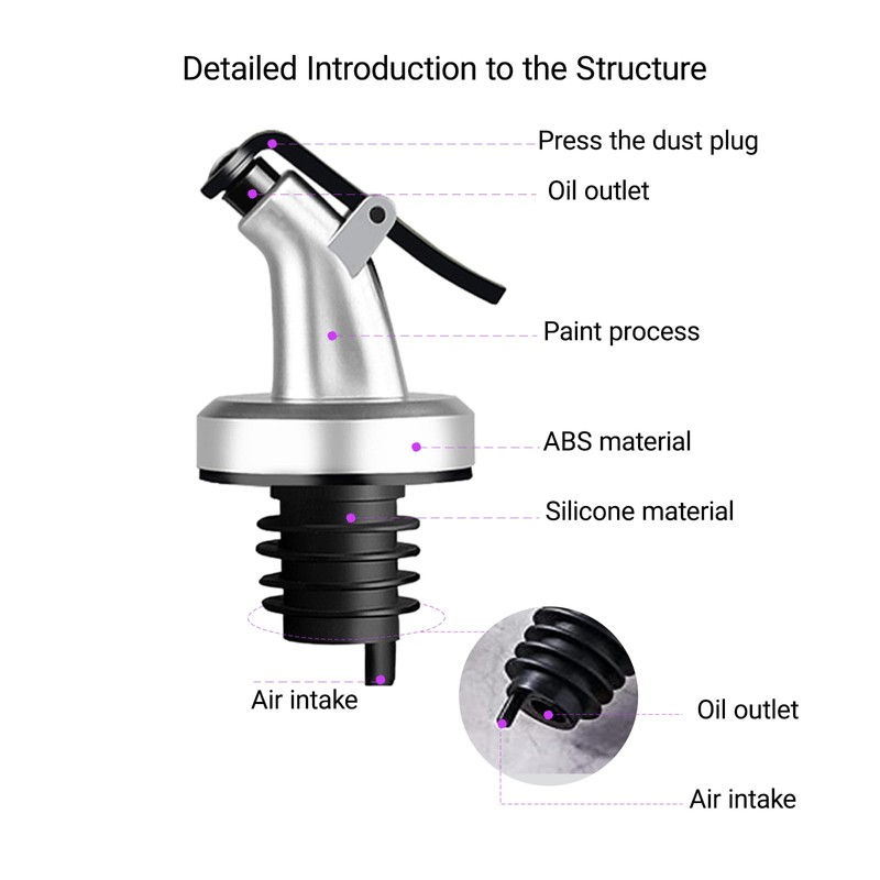 FCAIBEAR 7-Pack Professional Oil Pour Spouts - Extra Wide Mouth