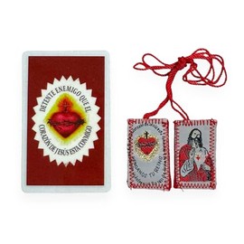 Detente Tarjeta de Oracion Laminada con Escapulario Prayer Card in Spanish Scapular Set