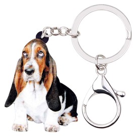NEWEI Basset Hound Acrylic Keychain Cute Pets Keychain for Women Girls Bag Purse Accessories Charms, black