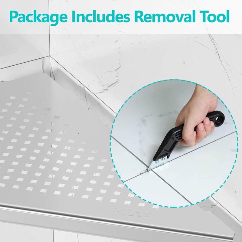 Qeke Bathroom Corner Shelf, Recessed 12" Shower Shelf Caddy, SUS304