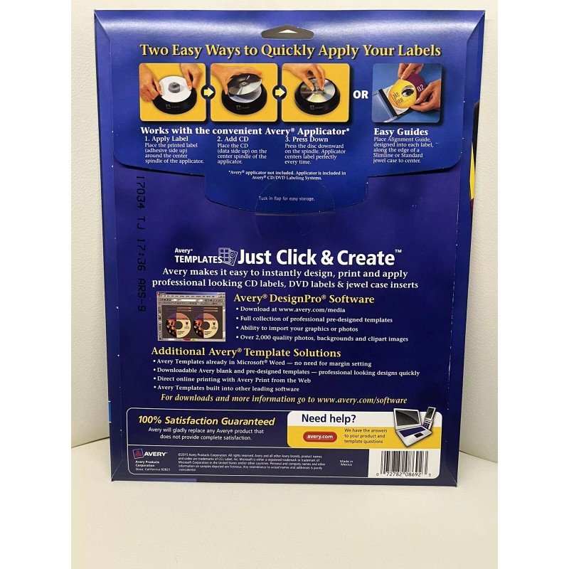 Avery Inkjet CD Labels Matte White 40/Pack 8692