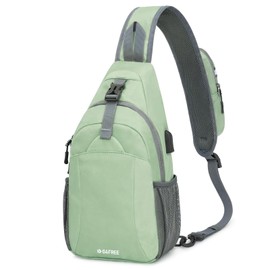 G4Free Sling Bag RFID Crossbody Sling Backpack with USB Charging Port, Travel Hiking Daypack Shoulder Chest Bag for Women Men(Light Green)