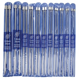 Single Pointed Stainless Steel Knitting Needles Set, Lightweight 14in Length Sweater Knitting Needle Kit, DIY Craft Use for Household