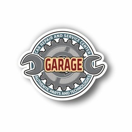 AMA SHOP WALL STICKER GARAGE SERVICE VINTAGE MOD.3 PVC for Decal Wall Mural Car Motorcycle Helmet Camper