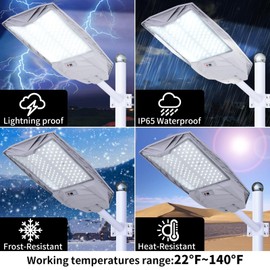 QMXINEYU 8000W Solar Street Light 6500K 800000LM – Auto On/Off Dusk to Dawn Solar Street Light, IP65 Waterproof, Motion Sensor for Outdoor Security, Suitable for Parking Lots, Backyards