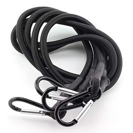 2pcs 60x1/3 Inch Bungee Cord with Hook Heavy Duty Straps 2 Climbing Hooks Strong Elastic Rope Shock Cord Tie Down Set Black