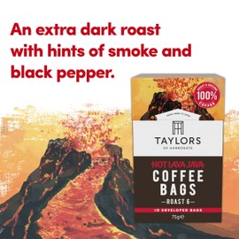 Taylors of Harrogate Hot Lava Java Coffee Bags 10 Enveloped Bags, 75g