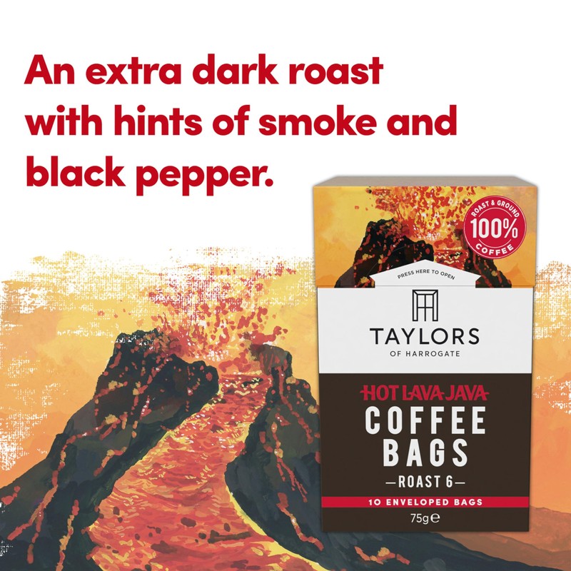 Taylors of Harrogate Hot Lava Java Coffee Bags 10 Enveloped