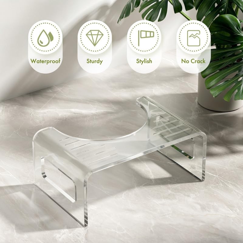 AmazerBath 7 Inches Acrylic Squat Potty, Clear Toilet Step Stool
