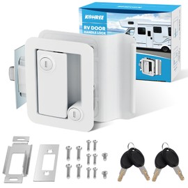 Kohree Upgraded RV Door Lock Replacement with Paddle Deadbolt, Camper Door Handle Latch, 100% Zinc Alloy RV Travel Trailer Entry Door Lock with Keys for Camper Horse Trailer Cargo Hauler, White