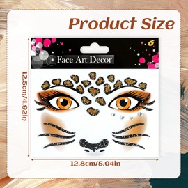 2 Sheets Waterproof Leopard Face Stickers - Glitter Temporary Tattoos for Kids & Adults | Perfect for Carnival, Cosplay, Birthday Parties & Festivals
