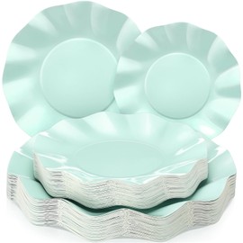 Zhehao 100 Pcs Sage Green Paper Plates Baby Shower Party Plates 8 Inch 10 Inch Scalloped Disposable Dessert Dinner Dish for Wedding Baby Shower Bridal Gender Reveal Birthday Party Supplies