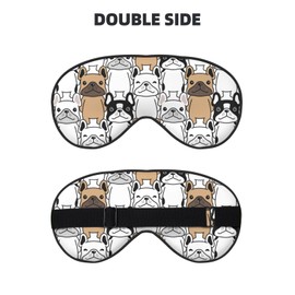 Sleep Eye Mask Cute Cartoon Bulldog Sleep Mask for Women Men Comfortable Eye Mask with Adjustable Strap Soft Eye Cover Blindfold for Travel Yoga Nap Shift Work