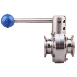 DERNORD 2 Pack 1.5 Inch Tri Clamp Sanitary Butterfly Valve with Pull Handle Stainless Steel 304 Tri Clamp Clover (1" Tube OD)