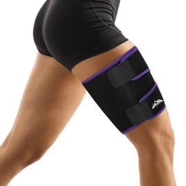 supregear Thigh Wraps, Adjustable Neoprene Hamstring Brace Support for Quadriceps, Sprains, Strains, Pulled Muscles, Sports Injury for Women Men, Black + Purple, M