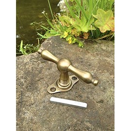 Antikas - Window handles, building fittings like antique, window olive cross handle, brass patinated