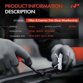 A-Premium 20PCS Metal & Nylon Trim Glass Weatherstrip Molding Clip Compatible with Volvo XC60 2010-2017