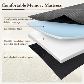 GEMBED Tri Folding Mattress Single Size - Memory Foam Tri-fold Mattress, Handle & Non-Slip Bottom, Portable Foldable Sofa Bed Floor Mattres Chair for Travel RV Camping Guest Yoga - 4 Inch, 75"x25"x4"