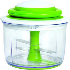 Chef'n Gemüsehäcksler VeggiChop, Obstschneider mit scharfen Edelstahlklingen, hochwertiger Zerkleinerer für verschiedene Anlässe, edler Universal Zerkleinerer (Farbe: Grüm/Weiß), Menge: 1 Stück