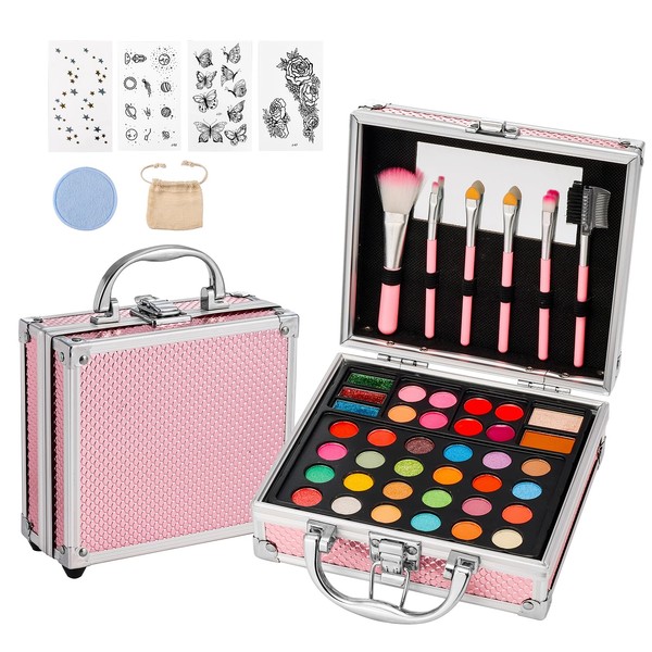 Anpro All-In-One Makeup Carry Case with Pro Teen Makeup Set,