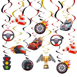BEISHIDA 18Pcs Race Car Party Hanging Swirls Decorations,Pre-Strung Racing Car Ceiling Hanging Decor for Boys Kids Hot Car Race Car Themed Party Supplies