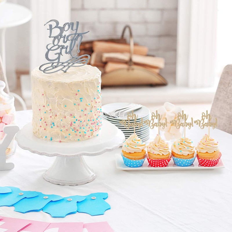 Donoter 48 púas de purpurina para cupcakes de bebé para
