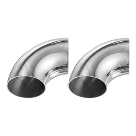 M METERXITY 2-Pack OD 3 Inch 90 Degree Mandrel Bend Elbow, Thicken 2 mm 304 Stainless Steel Exhaust Elbow Pipe for Car Modified Exhaust System, Stair Handrail Bend, Height 120 mm