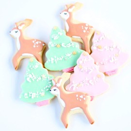 ½ Dz. Lady Deer Forest Cookie Set! Peaceful and Prancing! Christmas, Winter, Birthday Themed Shower Party Favors or Gift!