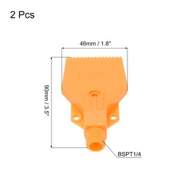 uxcell 2 Pcs BSPT1/4 Male Blowing Wind Nozzle, Flat Air Nozzle Orifice Nozzle ABS Air Spray Nozzle with A PTFE Tape for Compressed Air Machine Accessories (Three Hole Fixing, Yellow)