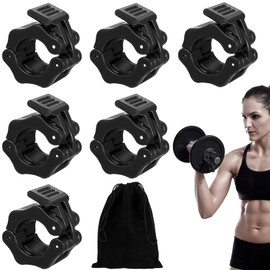 Bnnrjia 6 PcsBarbell Clamps, 3cm/1.18 inch Non-Slip Barbell Clips, Quick Release Barbell Collars Clips, Locking Plates Bar Collars for Gym Workout Weightlifting Powerlifting Fitness Training