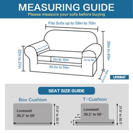 H.VERSAILTEX Loveseat Cover 2 Piece Furniture Protector Suit for T Cushion/Box Cushion Loveseat Cover for Leather, Rich Textured High Spandex Jacquard Fabric Small Checks (Natural)