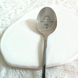 Ma Birthday Christmas Gifts from Daughter Son Good Morning Ma Spoon for Mom Mother Funny Mother's Day Gift Spoons for Mom Mommy Tea Coffee Lovers Gifts Engraved Spoon