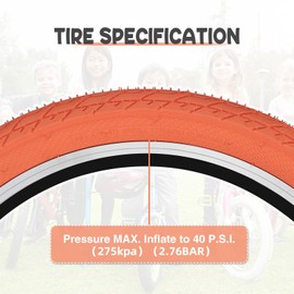 MEGHNA Bike Tire 20 x 2.35 inch Mountain Bike Tire with Tire Lever (60-406) Foldable Tire Replacement for Mountain Bike BMX Freestyle Kids Bike Cruiser Bike Folding Bike (20 x 2.35-2 Pack - Orange)