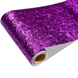 CRE8TIVE 8"x354" Purple Glitter Wallpaper Border Peel and Stick Wall Border Removable Self Adhesive Fabric Contact Paper Sparkle Chunky Decorative Wallpaper for Bedroom Bathroom Cabinets Home Decor