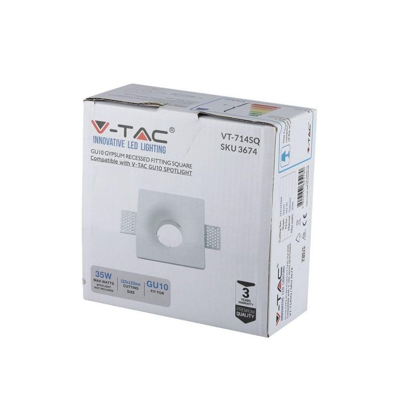 VT-714 GU10 Gypsum Fitting Square-White