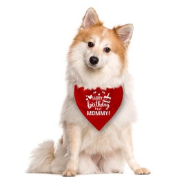Happy Birthday Mom Dog Bandana, Red Dog Bandana, Pet Dog Scarf Accessories, Pet Dog Triangle Scarf, Funny Cute Dog Bandana, Dog Bandana for Small Medium Large Dogs, Gift for Dog Lover (D5)