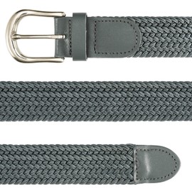 Streeze 30mm Stretch Belt - Braided Elastic Webbed Belt with Silver Metal Buckle (2XL, Dark Grey)