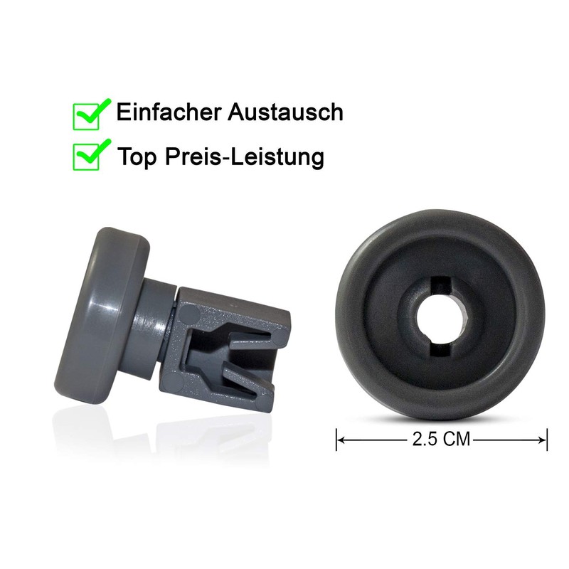 Universal Basket Wheels for Dishwashers, Pack of 8 Upper Basket