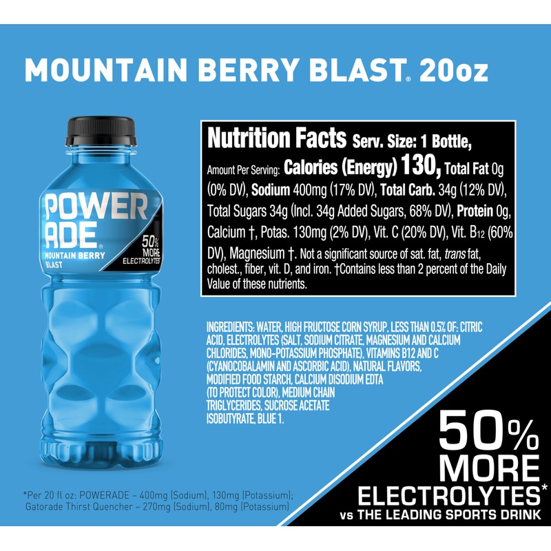 POWERADE Mountain Berry Blast, 20 fl oz, 8 Pack