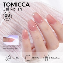 TOMICCA TOMICCA Gel Nail Polish - Jelly Light Pink, Quick Dry, Soak Off U V Jelly Nail Art Neutral Manicure