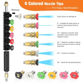 Sealegend 8FT Gutter Cleaning Tools Pressure Washer Extension Wand Upgrade Pressure Washer Accessories with 6 Spray Nozzle Tips, 3 Gutter Cleaner Attachment Curved Rod, 1/4" Quick Connect, 4000 PSI