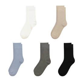 SERISIMPLE Bamboo Kids Crew Socks School Anti Odor Socks for Boys Girls Uniform Light Weight Flat Seam Socks 5 Pairs (Assorted2, Medium)