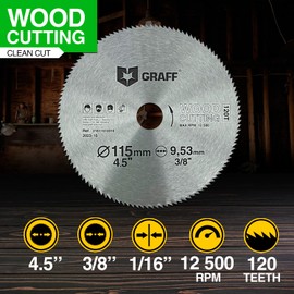 4-1/2 Inch Circular Saw Blade for Wood, Plywood, Laminate, Drywall, Plastic – 120T Wood Cutting Circular Saw Blade with 3/8 Inch Arbor from GRAFF