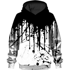 Chaos World Boys' Hoodie Realistic 3D Graphic Print Hooded Sweatshirts Pullover Top Streetwear For Boys Girls(5-6 Years,Black White)