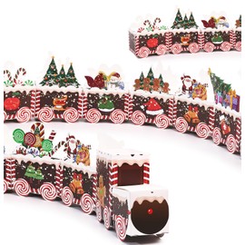 SietDESEO 24 Empty Advent Calendar Boxes to Fill, 24 Days of Christmas Countdown Gift Boxes Brown Train Christmas Advent Calendar Boxes for Kids Adults Xmas Holiday Decorations