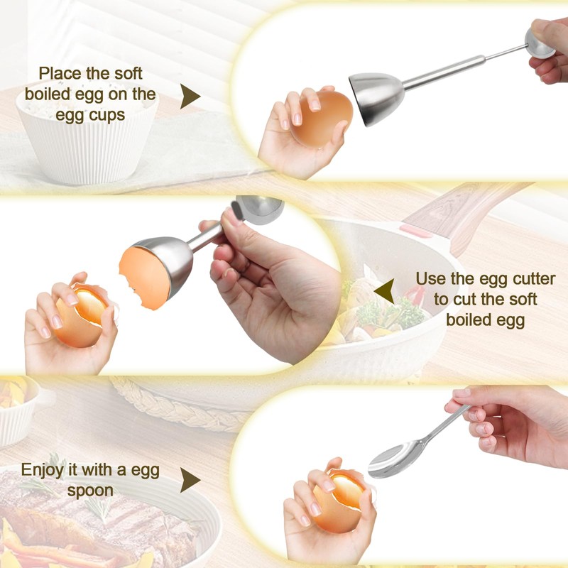 vibedor 5 Pack Egg Shell Opener Set, Stainless Steel Egg