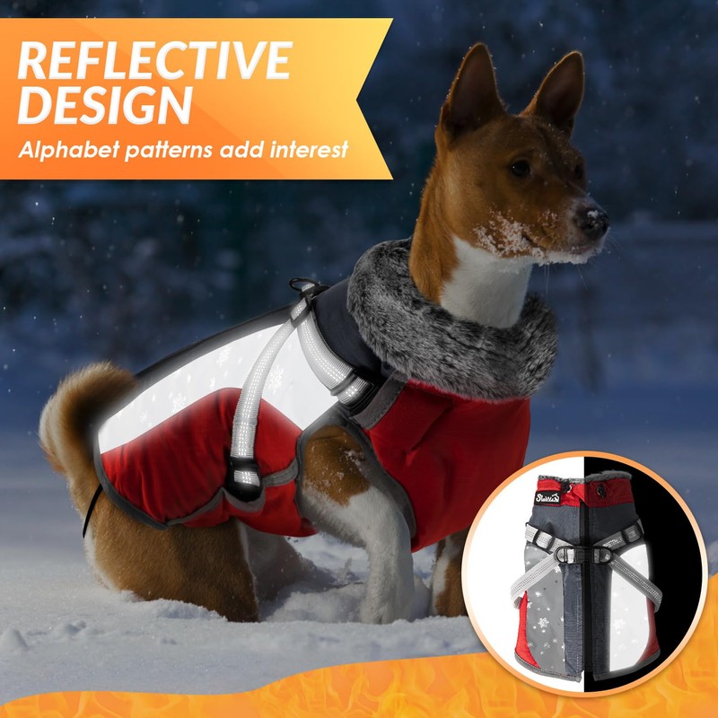 SlowTon Dog Jacket with Harness Built in - Waterproof Fleece