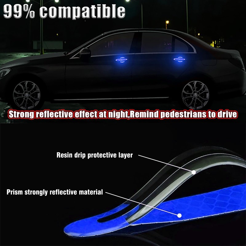 GTZTYZ 8Pcs Car Door Handle Protector Reflective Sticker,3D Carbon Fiber